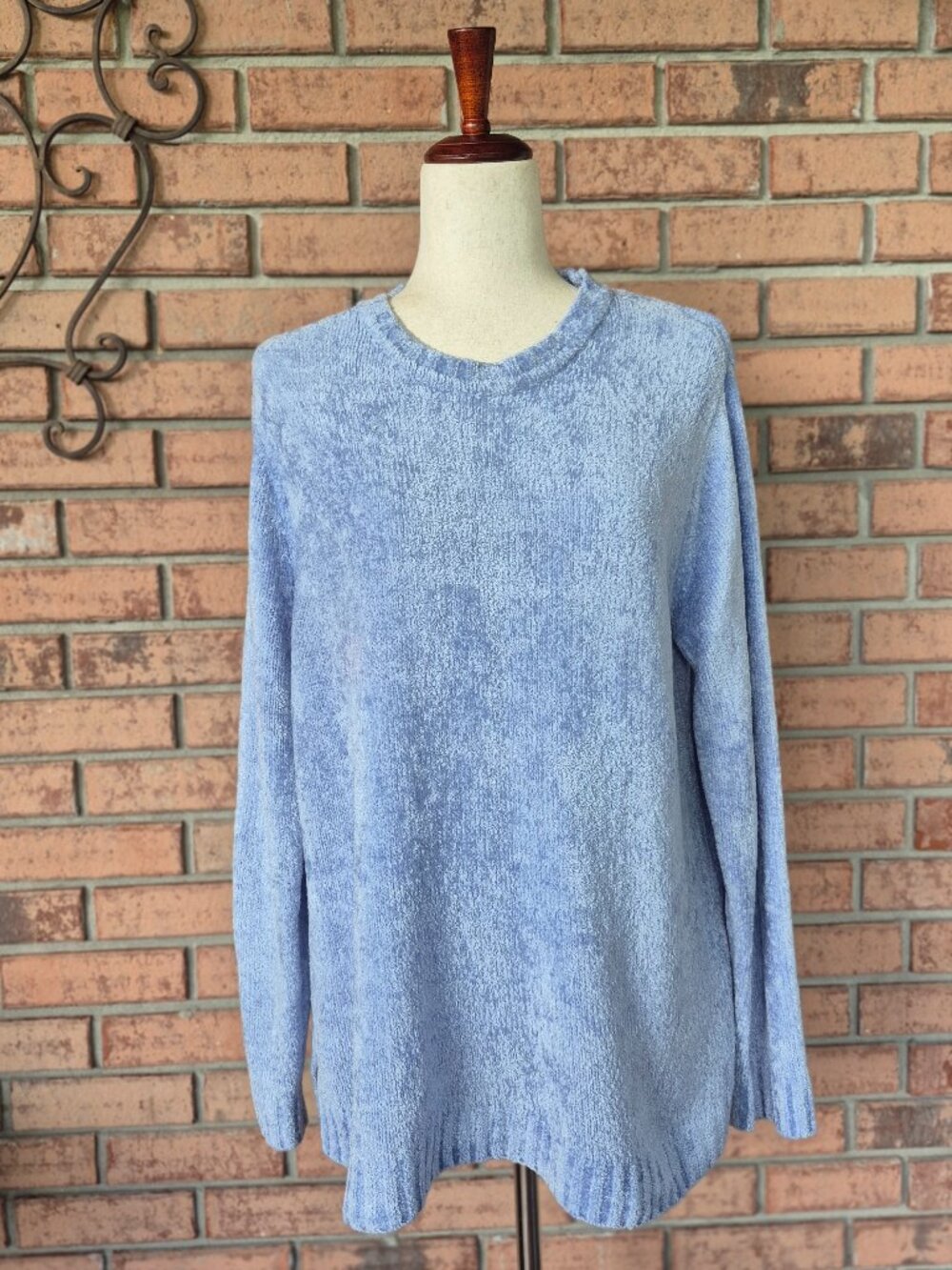 Lavender Purple Soft Chenille Pullover Sweater with Scarf sz L